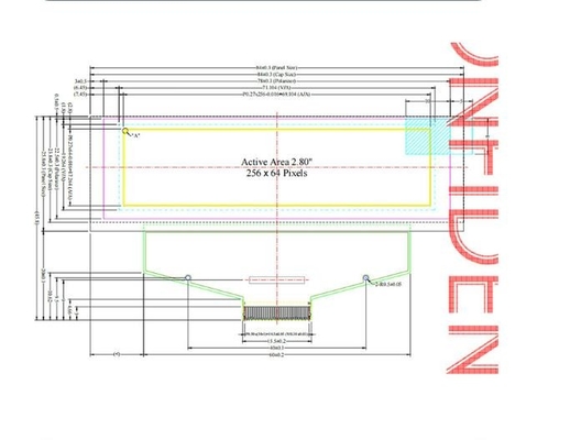 2.8  Inch PMOLED Display,   256*64 Resolution,30 PINS I2C/SPIinterface, Blue/Yellow Oled Screen