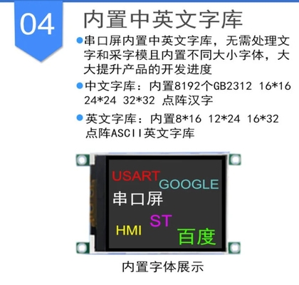 3.5 inch  TFT module with USART， 320*480 Resolution, 4PINS  USART interface, 250 CD/M2