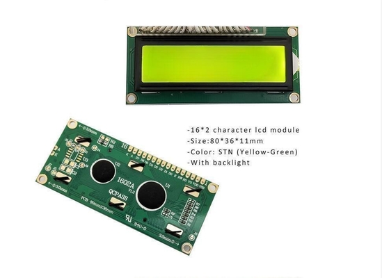 16x2 Character LCD Module Display STN Yellow / Blue 1/16 Duty 1/5 Bias PCB+PIN