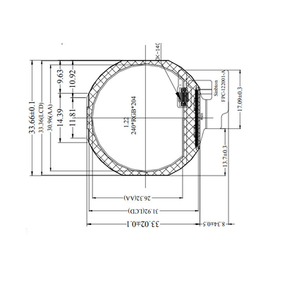1.22 Inch Round TFT Display LCD 240X204 SPI Interface 280CD/M2 CTP