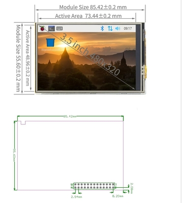 3.5 inch TFT lcd module with RTP, 480×320 resolution, HDMI interface, compatiable of Raspberry 4B/3B/2B