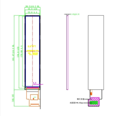 6.9 inch bar type TFT display, 480X1920 resolution, 40pins MIPI WITH TOUCH PANEL