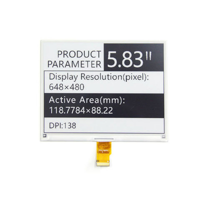 5.83 Inch Custom Epaper Display 640X480 Wide View Angle Lower Consumption SPI 3 Color