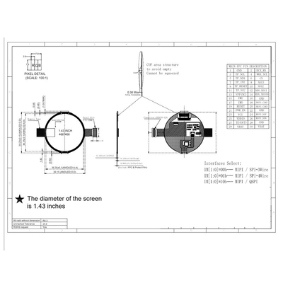 1.43 Inch AMOLED Oled Display 466*466 Resolution SPI/QSPI/MIPI Interface 350c/d Display Driving IC SH8601 Touch Ic