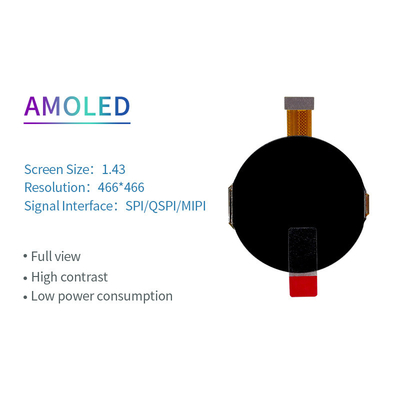 1.43 Inch AMOLED Oled Display 466*466 Resolution SPI/QSPI/MIPI Interface 350c/d Display Driving IC SH8601 Touch Ic