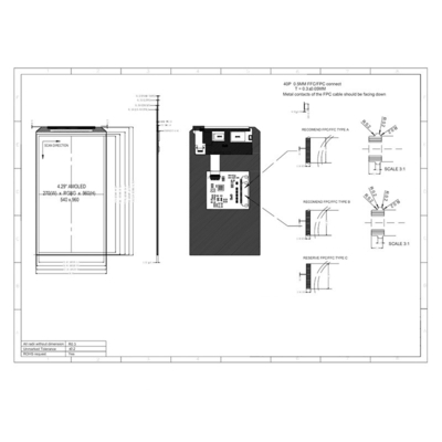 4.3 Inch AMOLED Oled Display 540X960 Resolution MCU/I8080 Interface IC SSD2805C+S6E39A0,