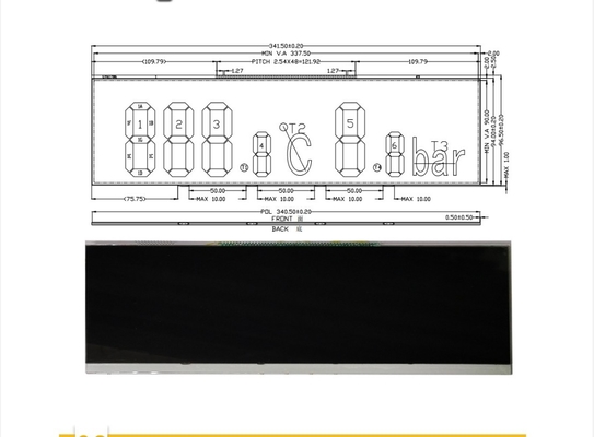 VA / Negative / Transmissive Segment Display 1/1 DUTY 1/1BIAS View Angle 6:00 O'CLOCK
