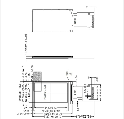 1.15 Inch TFT Display Module  135*240 Resolution 400c/d Free View Angle SPI Interface