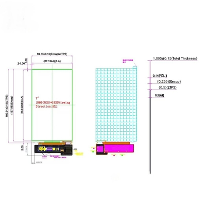 7 Inch 1080*1920 Resolution Liquid Crystal Display ON CELL AMOLED LCD
