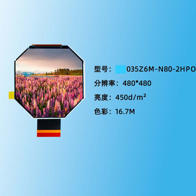 3.5 Inch Round TFT Display Module 480x480  Resolution 450c/D Driving IC St7701S-G5-P