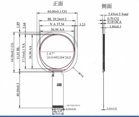 1.47 Inch Round TFT Display Module 360x360  Resolution 3MIPI/QSPI/8BIT/SRGB  Interface 400CD/M2