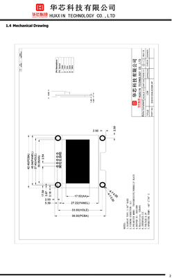 1.54 Inch PMOLED Display Module With PCBA 128X64 Resolution 120c/d  IIC Interface