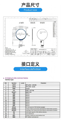 1.6 inch IPS TFT LCD Module,400RGBx400 resolution , RGB Interface,300 brightness, Driving IC ST77903 3LEDS