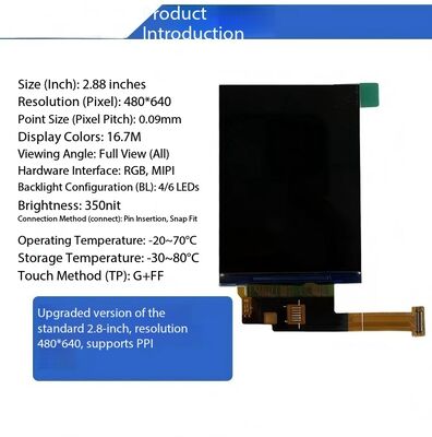 2.88" IPS TFT Module with 480X640 Resolution and MIPI/RGB Interface for High-Quality Display