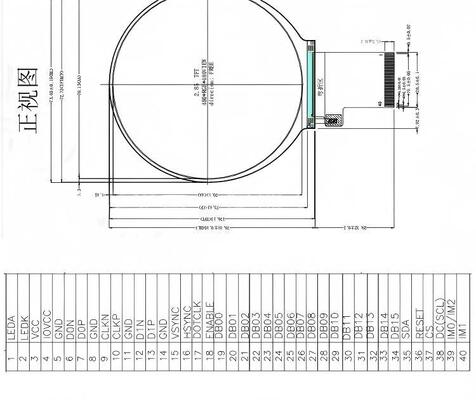 2.85 Inch Round IPS TFT Color Display with 480x480 Resolution RGB+MIPI Interface and 450nit Brightness