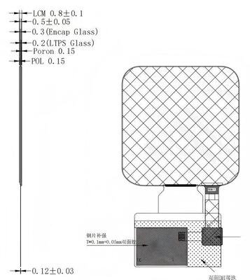 2.16 Inch AMOLED Display Module with 480x480 Resolution 700nit Brightness and QSPI/MIPI Interface