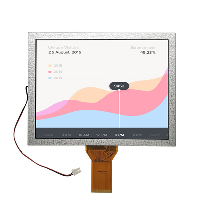 8 Inch TFT Display,  800x600 Resolution , 50 PINS 24bit RGB Interface 500cd/M2 High Brightness