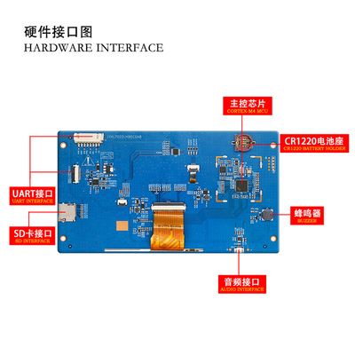 7 Inch UART TFT Display With Touch Panel 800×480 10PINS Uart Interface