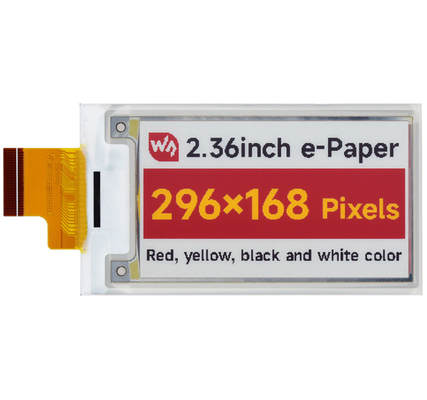 2.36 Inch E-Paper Display Of Red / Black / White/Yellow 296X168 Sunlight Readable SPI Interface