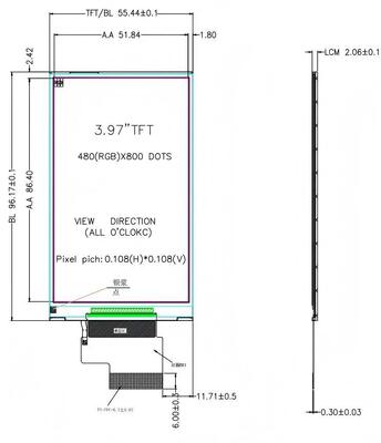 3.97 Inch IPS TFT Module with 480x800 Resolution and RGB Interface for High Quality Display