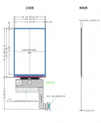 3.54" IPS TFT Display with 640X960 Resolution and MIPI Interface