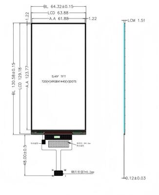 5.49 Inch IPS TFT LCD Module with 720x1440 Resolution and MIPI Interface