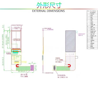0.95" AMOLED Display with TP, 500nit Brightness 120RGB x 240 Resolution,SPI Interface,All view ,16.7M Sunreadable high quality