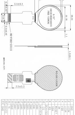 0.75" Round IPS TFT Display with 160*160 Resolution and ALL VIEW Angle for Smartwatch and Home Appliances