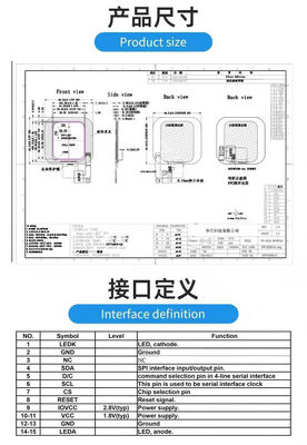1.83 Inch IPS TFT Display with 240x284 Resolution and 400nit Brightness TFT LCD Screen