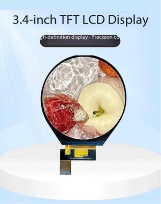 3.4 Inch Round TFT Display with MIPI 4Lane Interface and JD9365DA-H3 IC 500nits Brightness Circular TFT LCD Screen for Medical Equipment